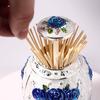 Toothpick Dispenser Retro Relief Design Plastic Luxury Pop-up Toothpick Organizer Box Rose Flower Desktop Decor Holder for Home