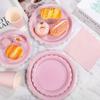 Birthday Party Tableware Set Pink Purple Disposable Paper Plates Napkins Cups Party Decor Wedding Baby Shower Party Supplies