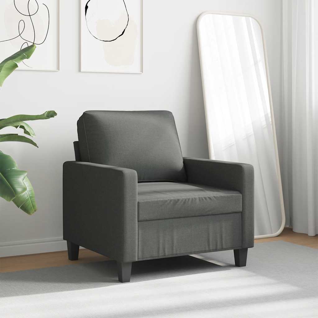Vidaxl Armchair, Dark Gray, 60 Cm, Upholstered In Fabric