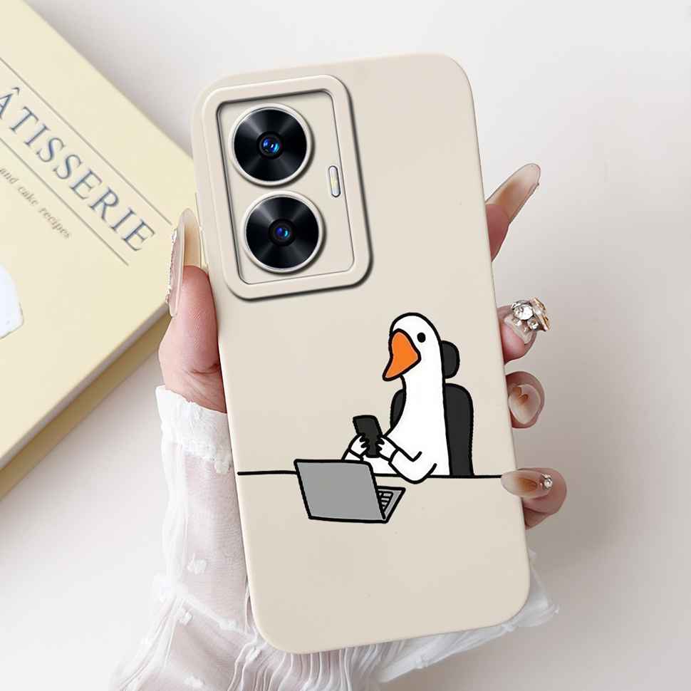 For Oppo Realme C55 RMX3710 Case Cute Cat Luxury Flower Bow Silicone Soft Matte Cover For Realme c55 C 55 Shockproof Phone Case