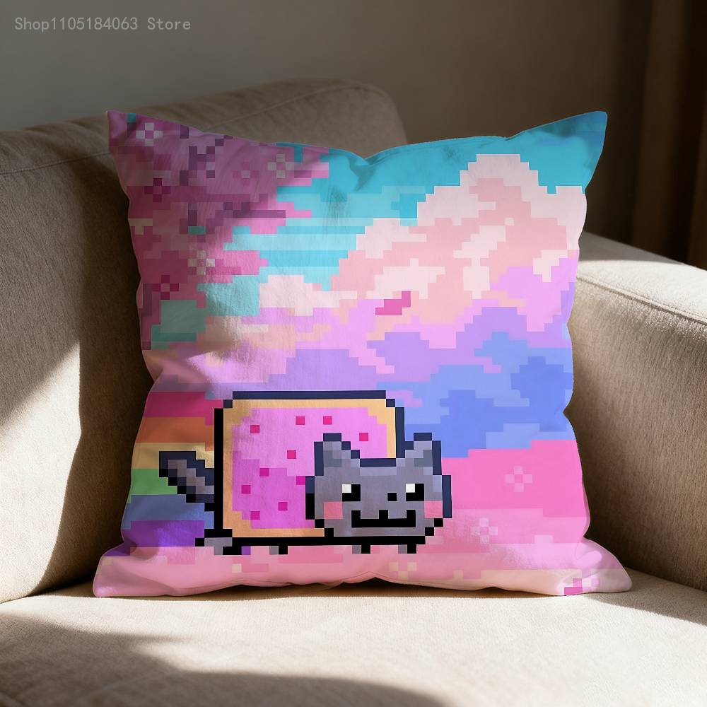 NNyan Cat Throw Pillow Case For xcm xcm xcm Square Car Pillowcase Home Bedchamber Decor Gift