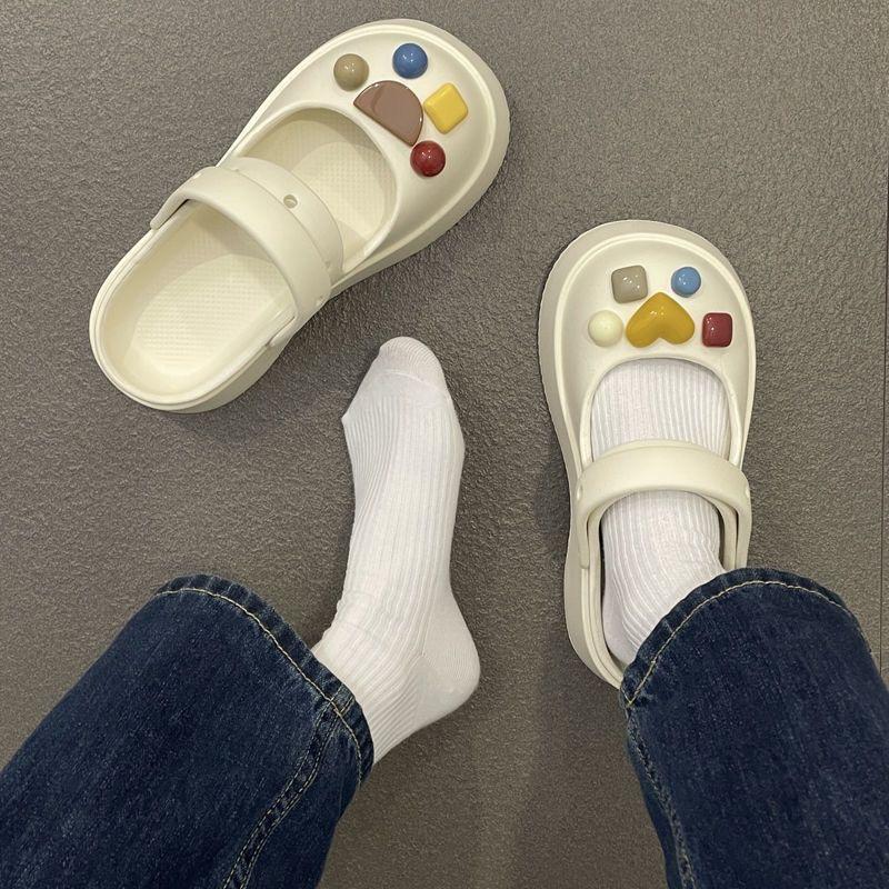 

Fashion outerwear Mary Jane platform hole shoes women s summer cute bag head half slippers beach sandals 36-37 (one size smaller)