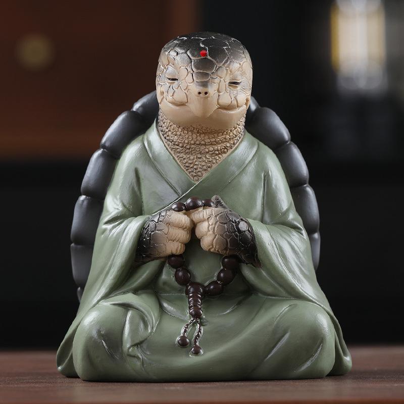 Creative Wealth-Attracting Five Immortals Zen Ornaments Set with Dragon, Tiger, Wolf, Eagle, and Turtle No Base