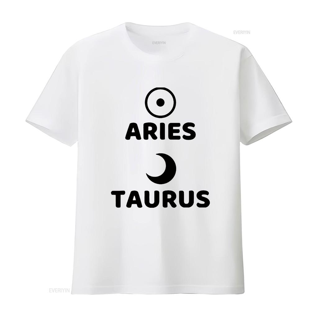 Mens Aries Sun Taurus Moon Astrology Design T Shirt White vintage Washed Soft Breathable Stretched designer clothes streetwear