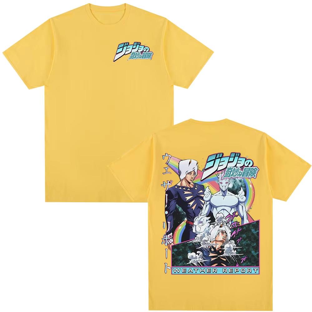 Anime Jojos Bizarre Adventure Part 6 Stone Ocean Weather Report Y2k Graphic Tee Cotton Mens Womens Tshirt Summer Streetwear