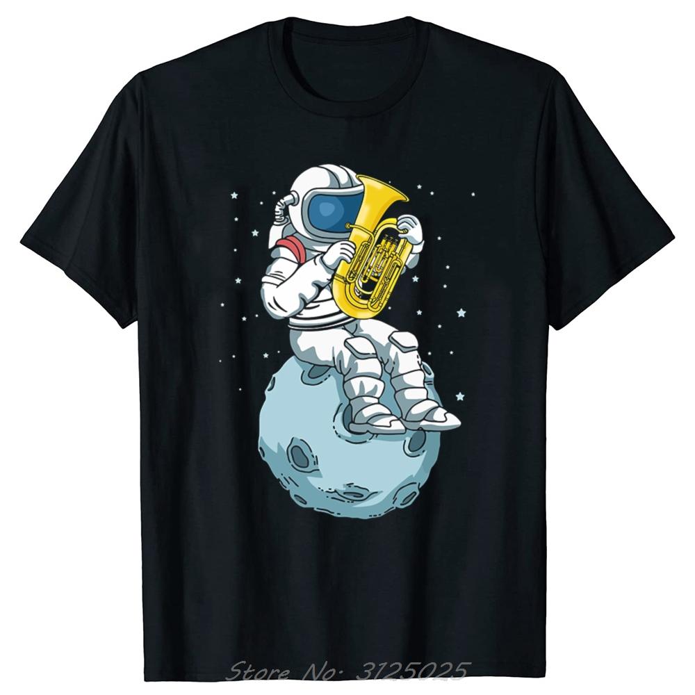 Funny Astronaut Tuba Player Music Gift Band Tshirt Unisex Fitness Short Sleeve Summer Casual Tshirt Fashion Cotton T Shirt Tops S