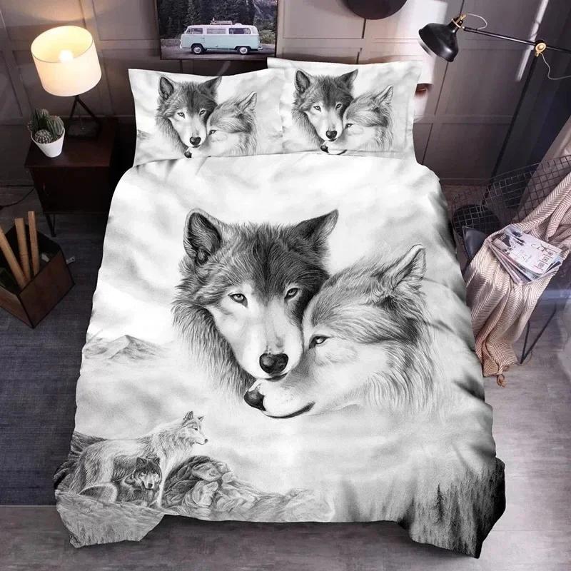 3D Wolf Print Wild Animal Modern Gift Wolf Comfortable Duvet Quilt Cover Pillowcase Bedding Set Bedroom Decoration Home Textile