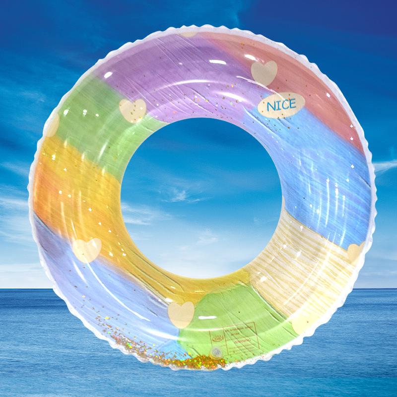 New Rainbow Flower Swimming Ring Water Sports Internet Celebrity Little Fairy Thickened PVC Children's Swimming Ring
