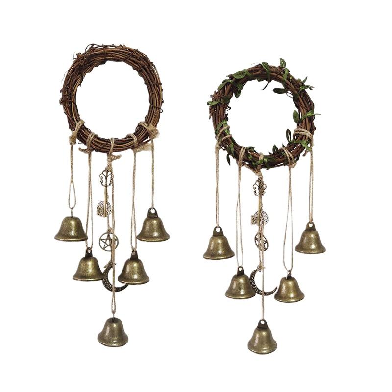 1Pcs Vintage Key Bell Hanging Pendant, Home Door Decoration for Witch Rattan Wreath Rope Porch Garden Outdoor Decor