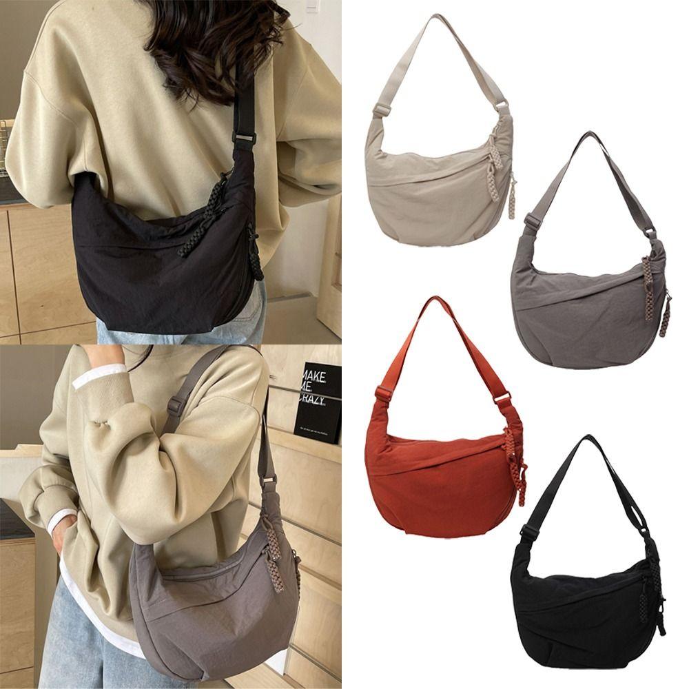 Versatile Canvas Crossbody Bags Large Capacity Korean Simplified Sports Hobos Bag Lightweight Solid Color Shoulder Bag Men