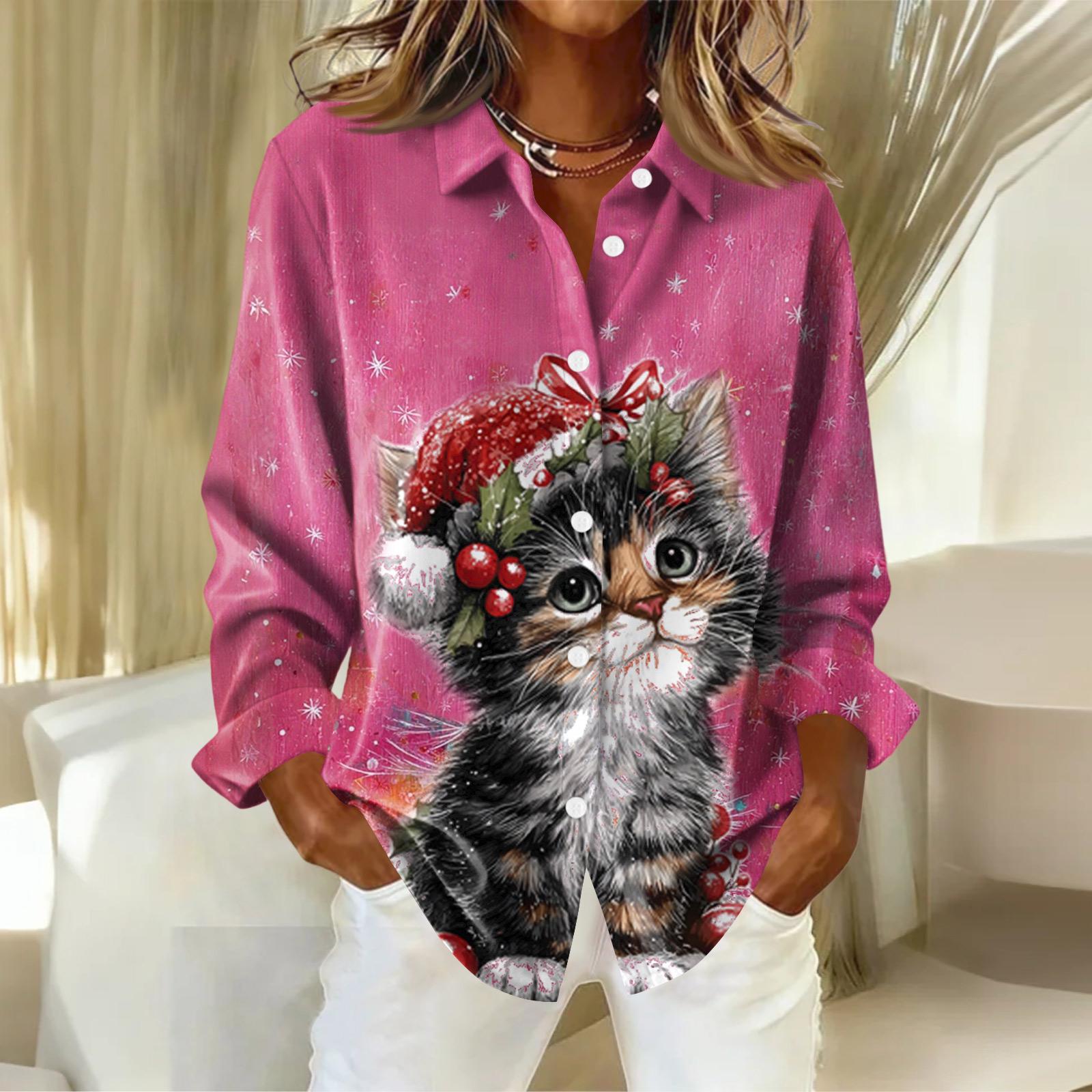 

Женская рубашка с пуговицами с цветочным принтом, повседневная рубашка с длинными рукавами, блузки, повседневные базовые топы больших размеров L