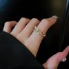 Women's Adjustable Leaf Cross Ring with Micro-Inlaid Zircon
