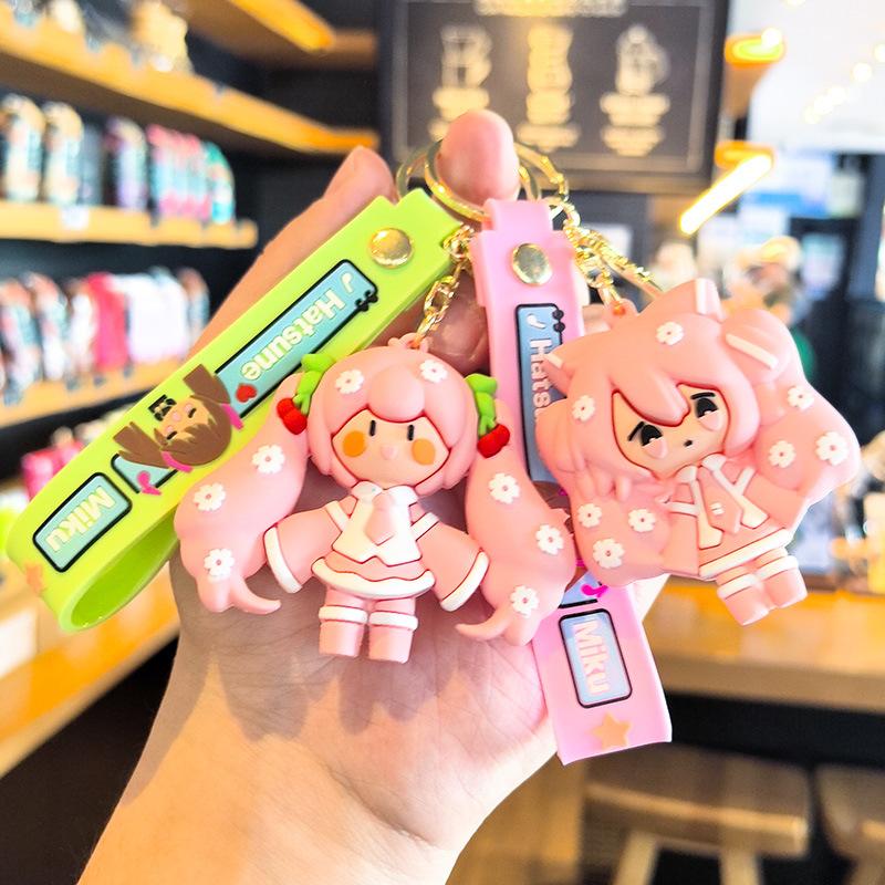 Hatsune Miku Keychain Anime Doll Bag Cartoon Small Decoration Accessories Car Key Chain Backpack Charm Christmas Gift