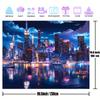 Vibrant New York Night Scene Background Cloth -1 polyester fiber flag, bright colors, detailed urban landscape