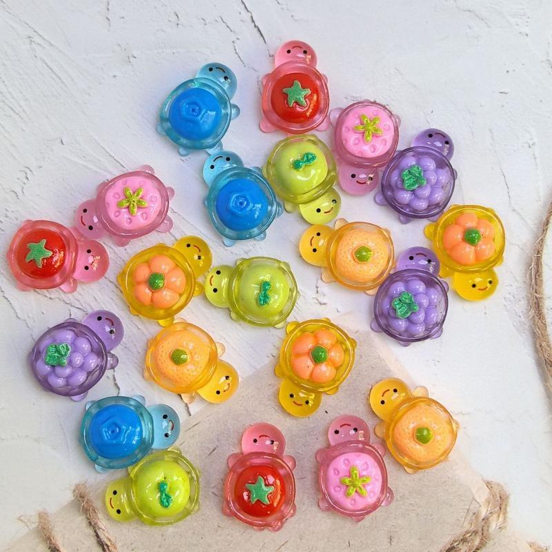 50Pcs Cute Resin Turtle Diy Craft Glow In Dark Cartoon Vegetable Fruit Turtles Figurines For Desk Decor Ornament
