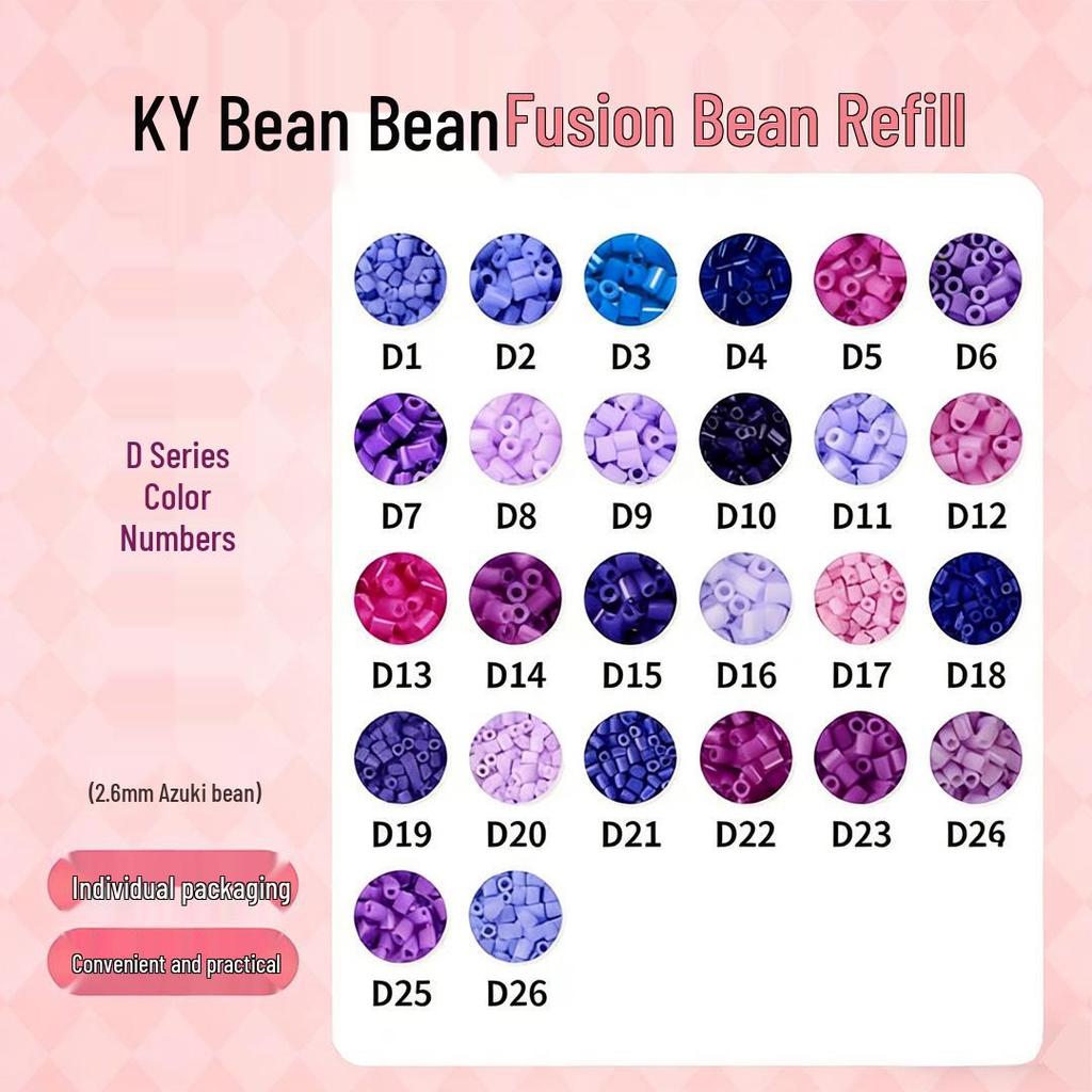 KYDD Fuse Beads Refill Pack - 250g, 2.6mm Beads, 221 Mixed Colors, MARD Color System, Sand Yellow Included