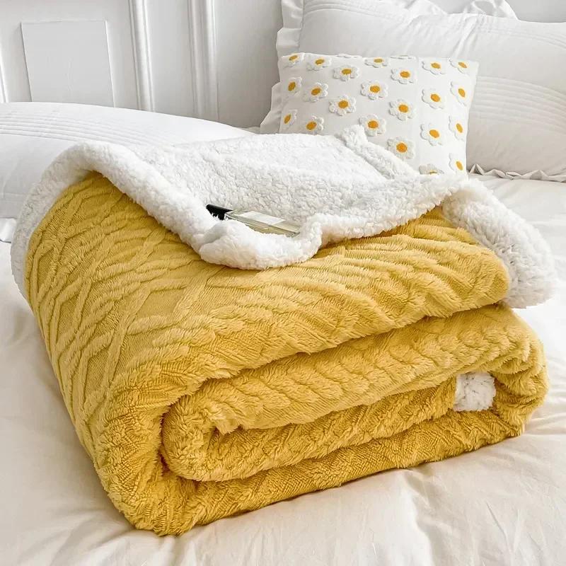 Plaid-Bettdecke für Kinder und Erwachsene, warme Winterdecken und Überwürfe, dicke Woll-Fleece-Überwurf, Sofa-Bettdecke, Bettdecke, weiche Tagesdecke
