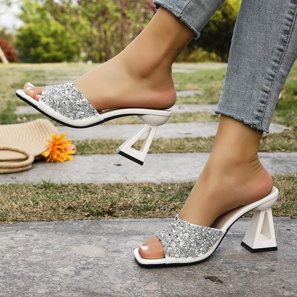 Fashion 2025 Summer Women Clear Strange High Heels Slippers Fashion Open Toe Stripper Party Pumps Slide Shoes