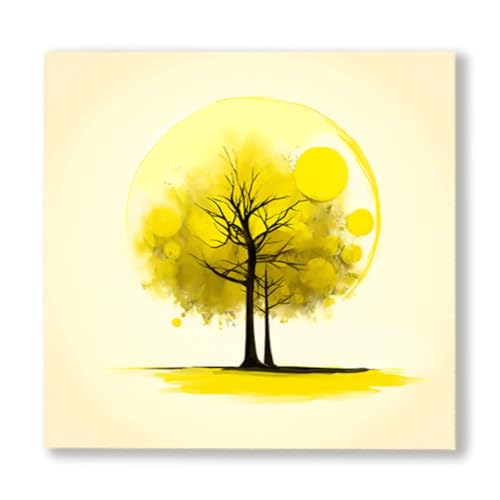 

Golden Land Tree Painting, Canvas Art, Good Luck, Feng Shui Art, Fantasy Tree, 30cm x 30cm, Art Panel