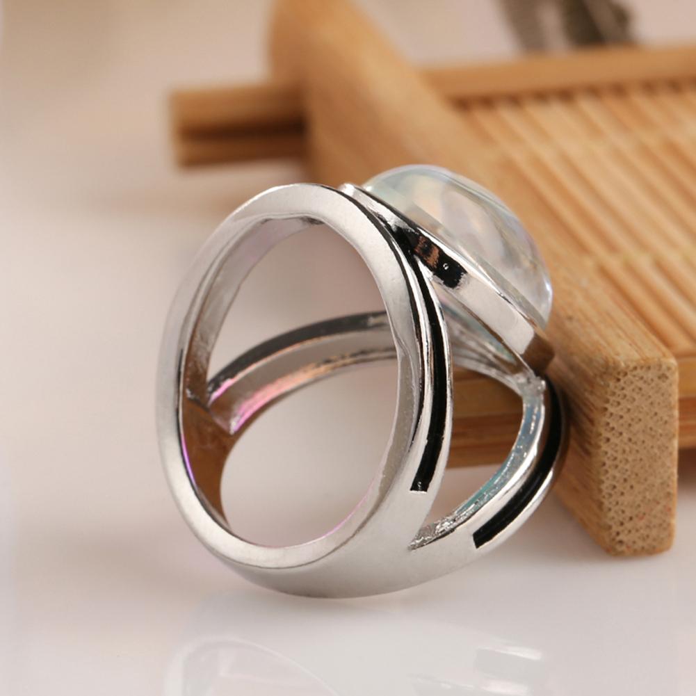 Mode femmes grand ovale multicolore fausse pierre de lune bague bijoux décor cadeau