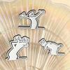Fun Emotion Figure Enamel Pin Simple Outline Goofy Gesture Line Alloy Brooches Lapel Fashion Badge Jewelry Gift For Friends