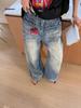 INSS Retro Washed American Style Loose Wide-Leg Denim Pants Women, Floor-Length, Spring 2026 #900501