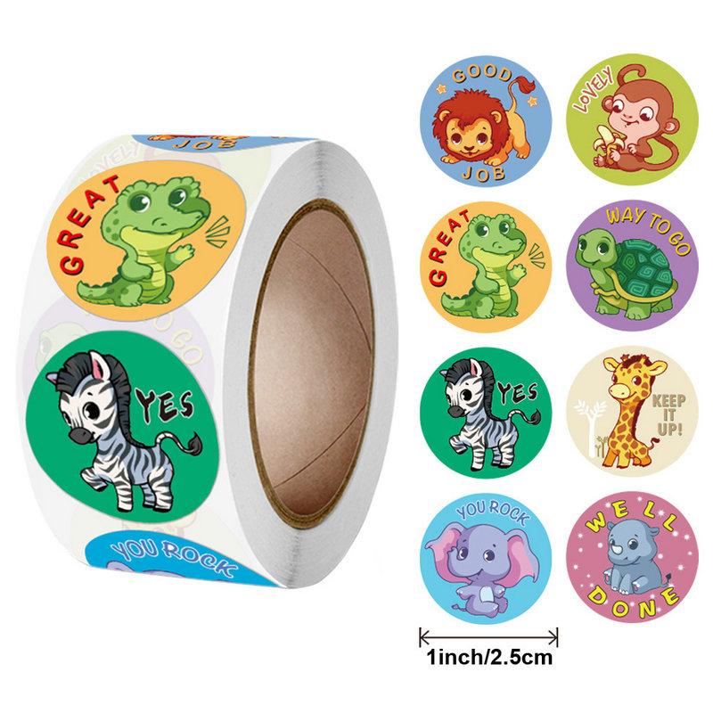 Wholesale Dinosaur Animal Kids Camaraderie School Teacher Gift Reward Stickers Party Fun Cute Self-Adhesive Labels 50-500Pcs