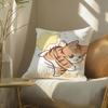 Cute Cat Athlete Childlike Heart Pillow Case Double-Sided Plush Sofa Cushion Covers Organic Breathable Invisible Zipper