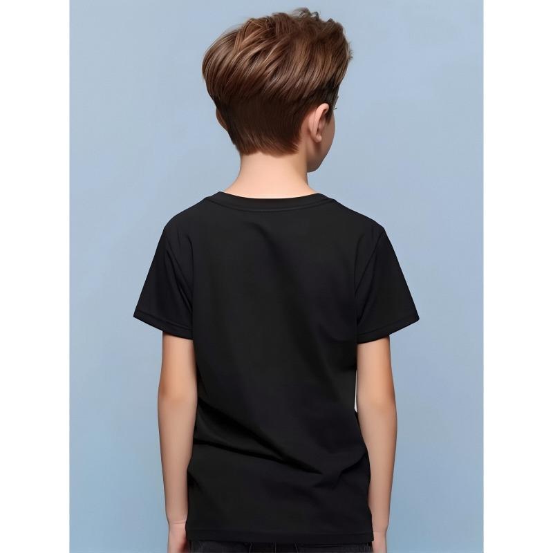 European sizes Kids' Boys Short Sleeve T-Shirt with Cute Lollipop Print - Breathable Round Neck Casual Top