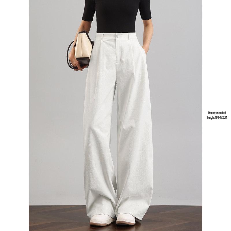 Spring/Summer 2026 Tall Women's White Wide-Leg High-Waisted Casual Suit Pants