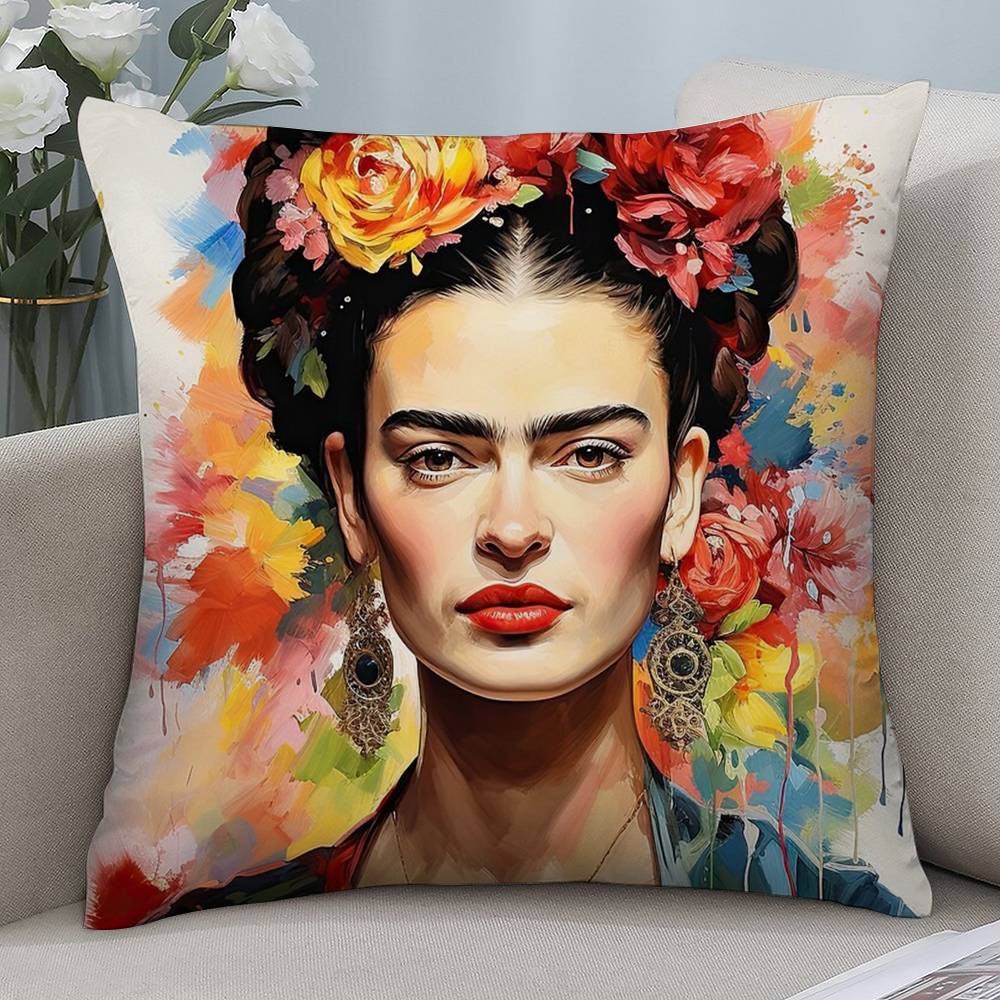F-Frida K-Kahlo Art Pillow Case Short Plush Double-sided Print Square Throw Pillow Covers Sofa Home Cushion Decor