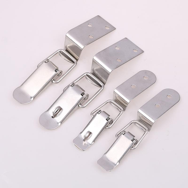 90 Degrees Duck-Mouth Buckle Hook Lock Stainless Steel Spring Loaded Draw Toggle Latch Clamp Clip Silver Hasp Latch Catch Clasp