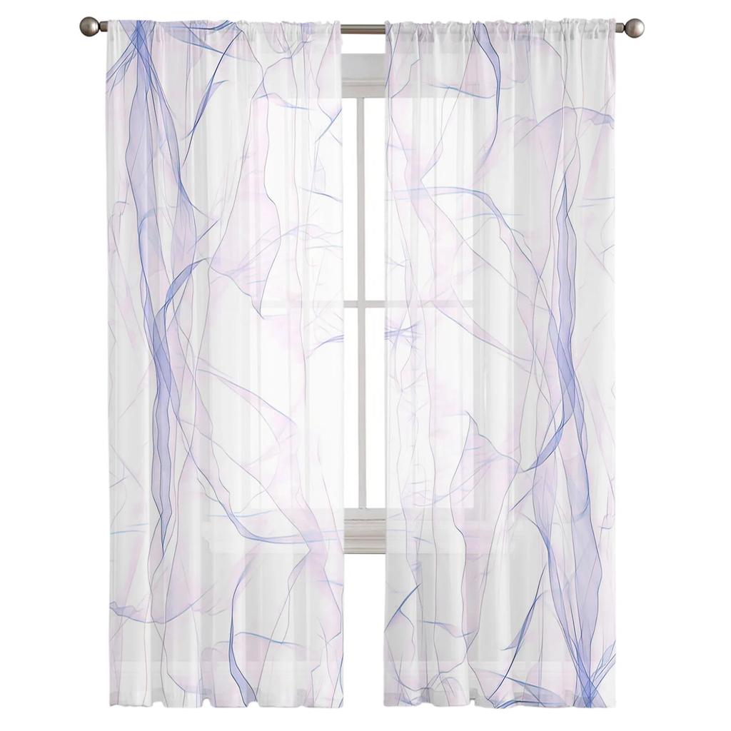 Line Gradient Pattern Purple Abstract Voile Sheer Curtains Living Room Window Tulle Curtain Kitchen Bedroom Drapes Home Decor