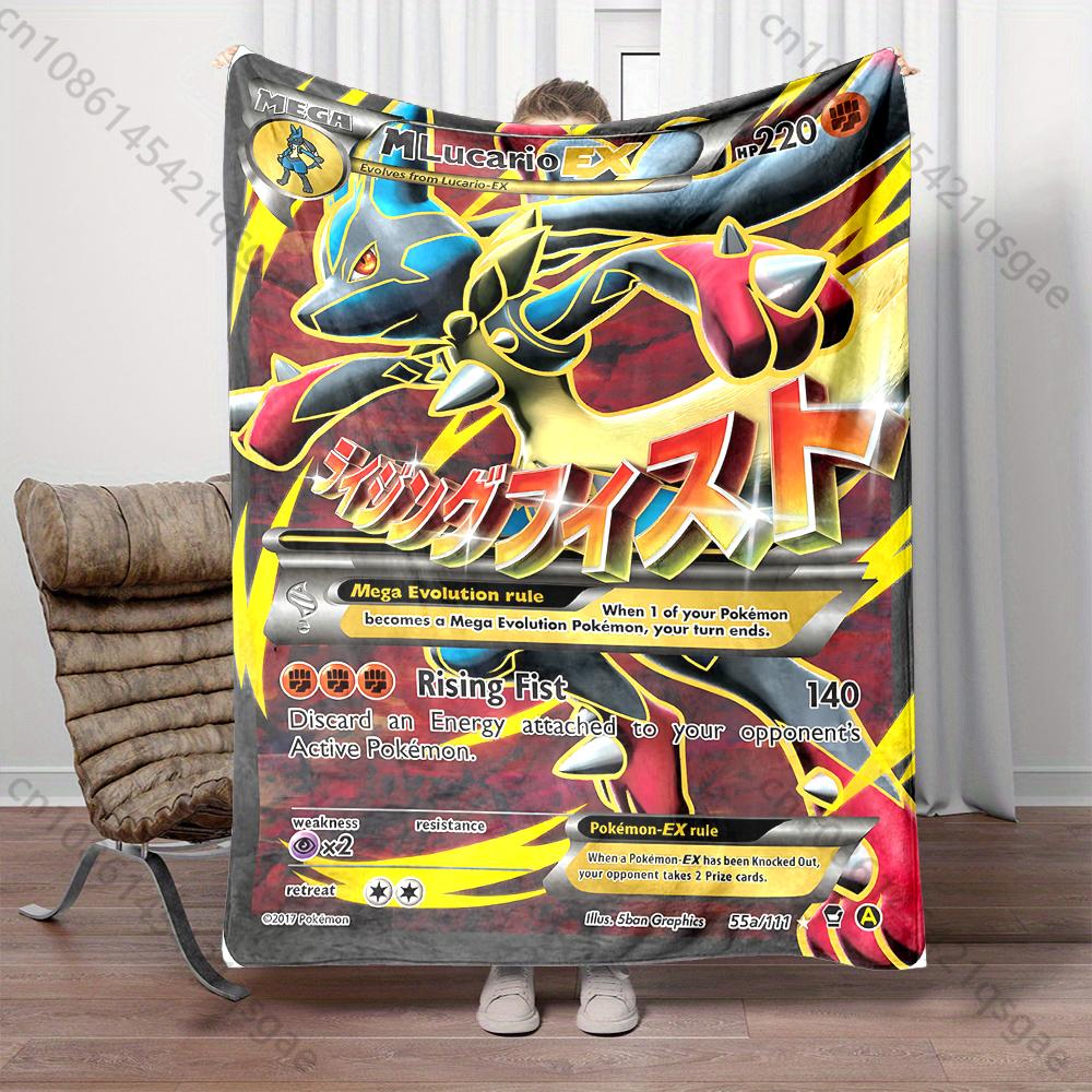 1PC Pokémon Lucario Card Pattern Blanket Warm Soft Fluffy Kids Adult Sofa Bed Throw Blanket Suitable Travel Camping for Gifts