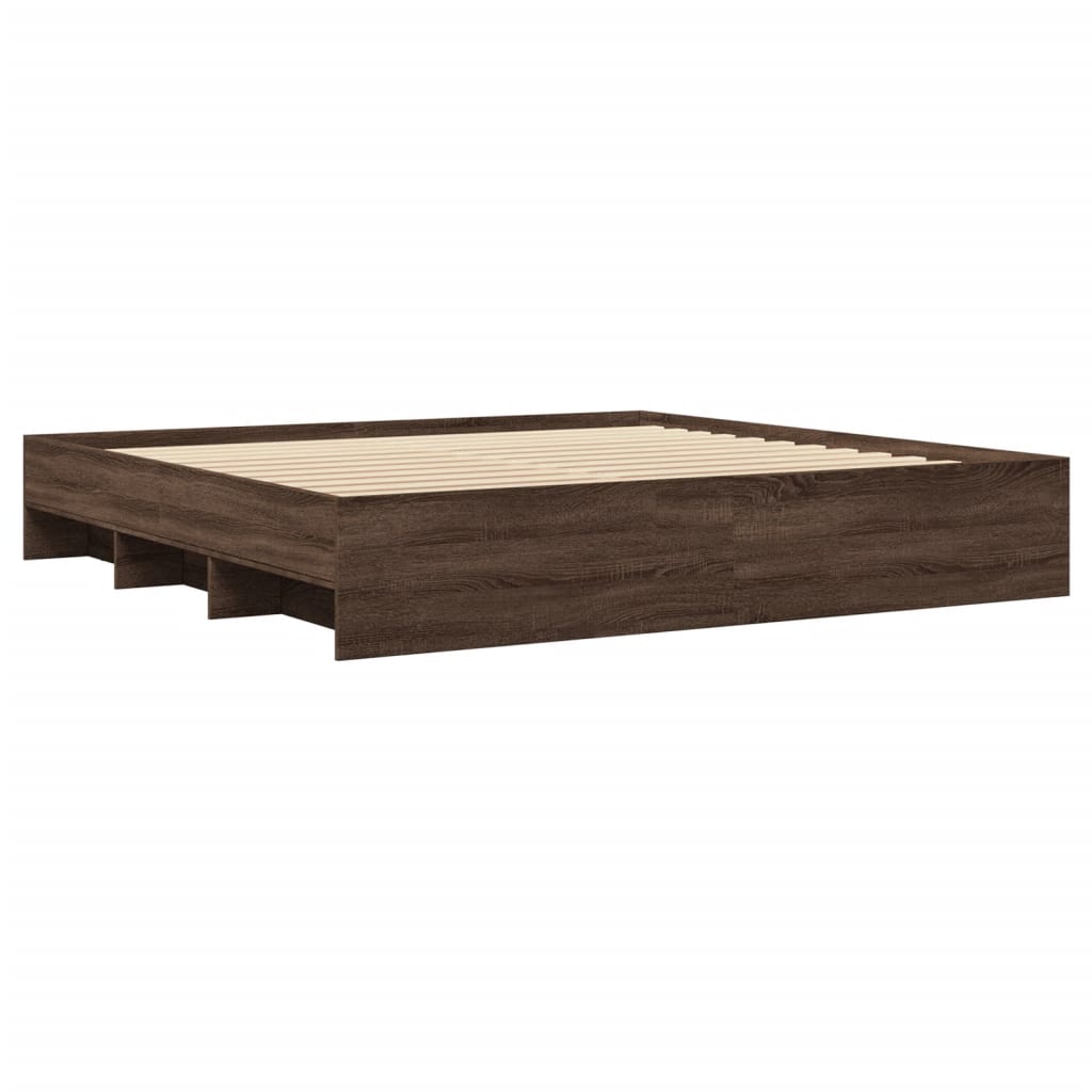 Bed Frame without Mattress Brown Oak Effect 200 x 200 cm