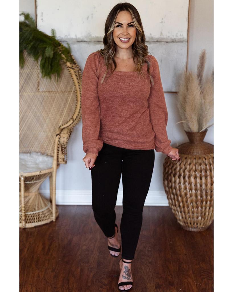 Azura Exchange Gold Flame Square Neck Plus Size Knit Top