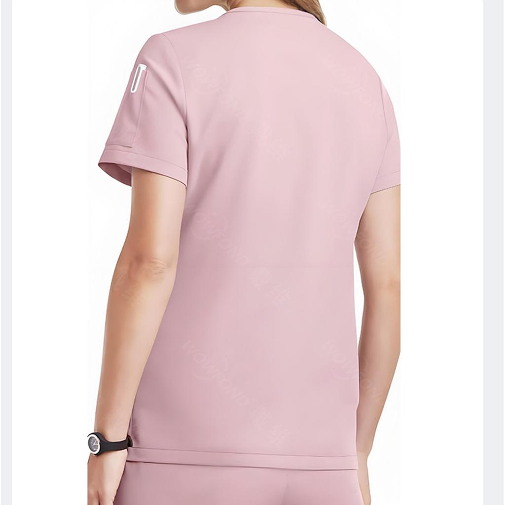 Ladies' Loose And Comfortable V-neck Short Sleeved Workwear With Multiple Pockets Suit Set