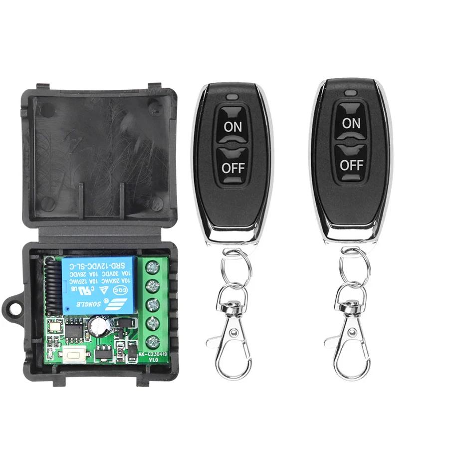 433MHz Fernbedienung Kabelloser Schalter DC 12V 1-Kanal RF 10A Relais-Empfänger und 2-Kanal-Sender für Tür-Elektromagnetisches Schloss