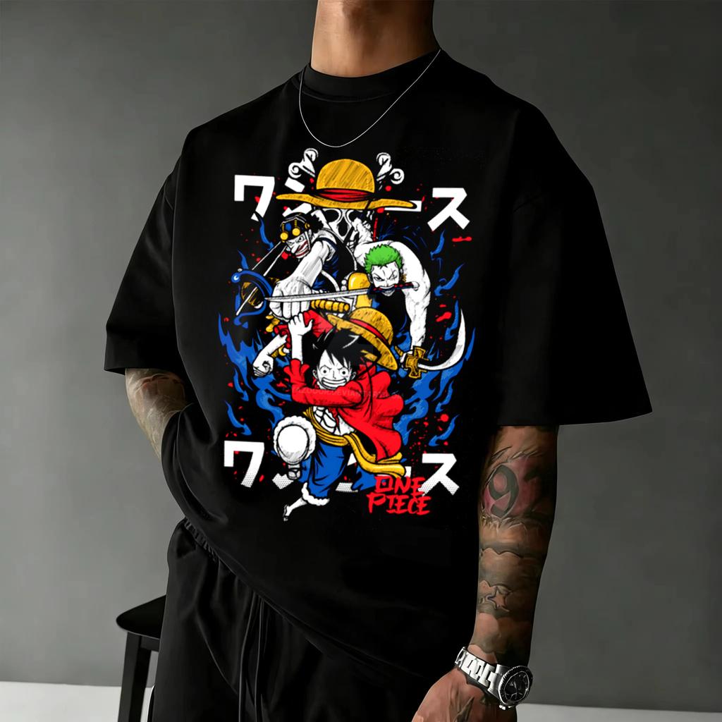One Piece Anime T Shirt Unisex Unisex Cotton Short Sleeve Tee Tops 2026 Summer Luffy Zoro Sanji Graphic Print Streetwear Casual Y2k