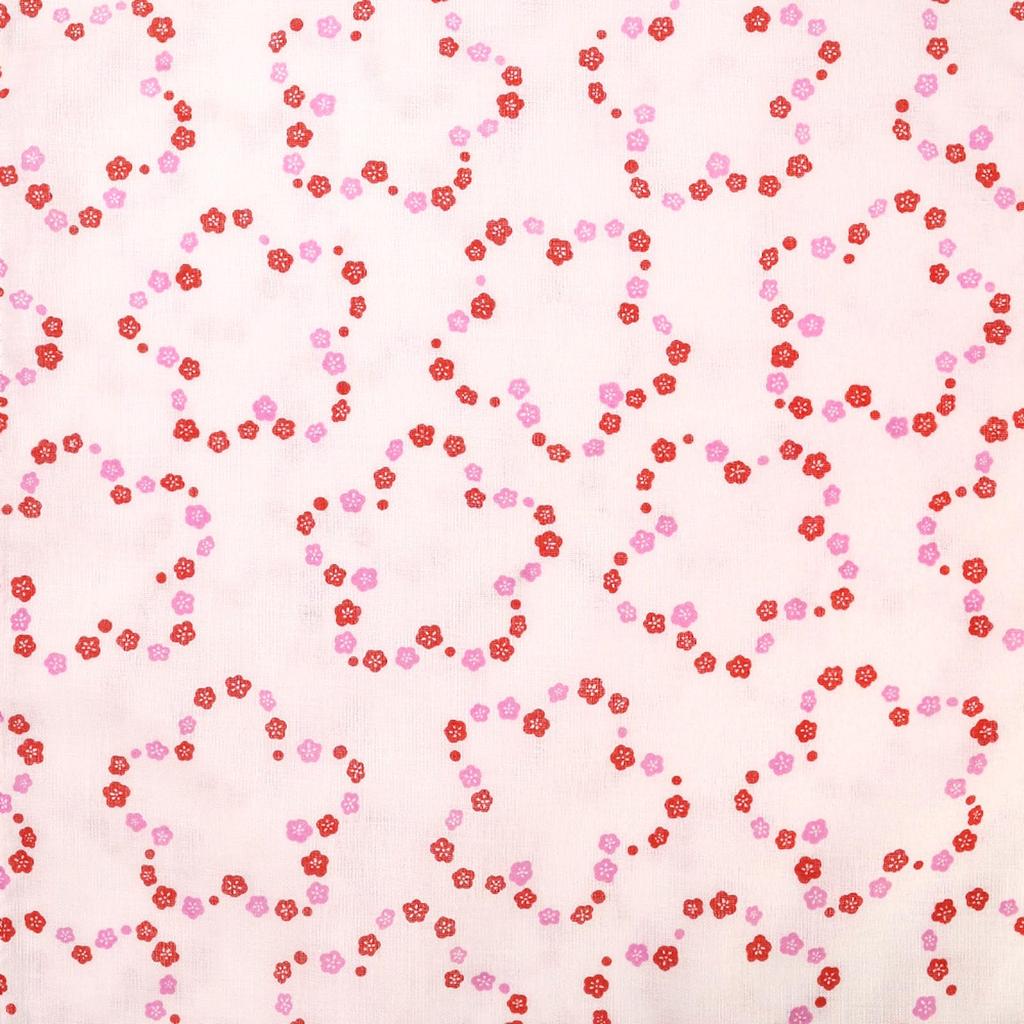 Cluster Tenugui Washed Gauze with Finish Mameshiba and Ranman Flower Pattern Set of Japanese-made (Tenugui) Double-Layered Anti-Fray [Pink / 3]