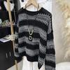 Striped Round Neck Long-sleeved Sweater Women's Autumn Off-shoulder All-match Casual Knitted Top