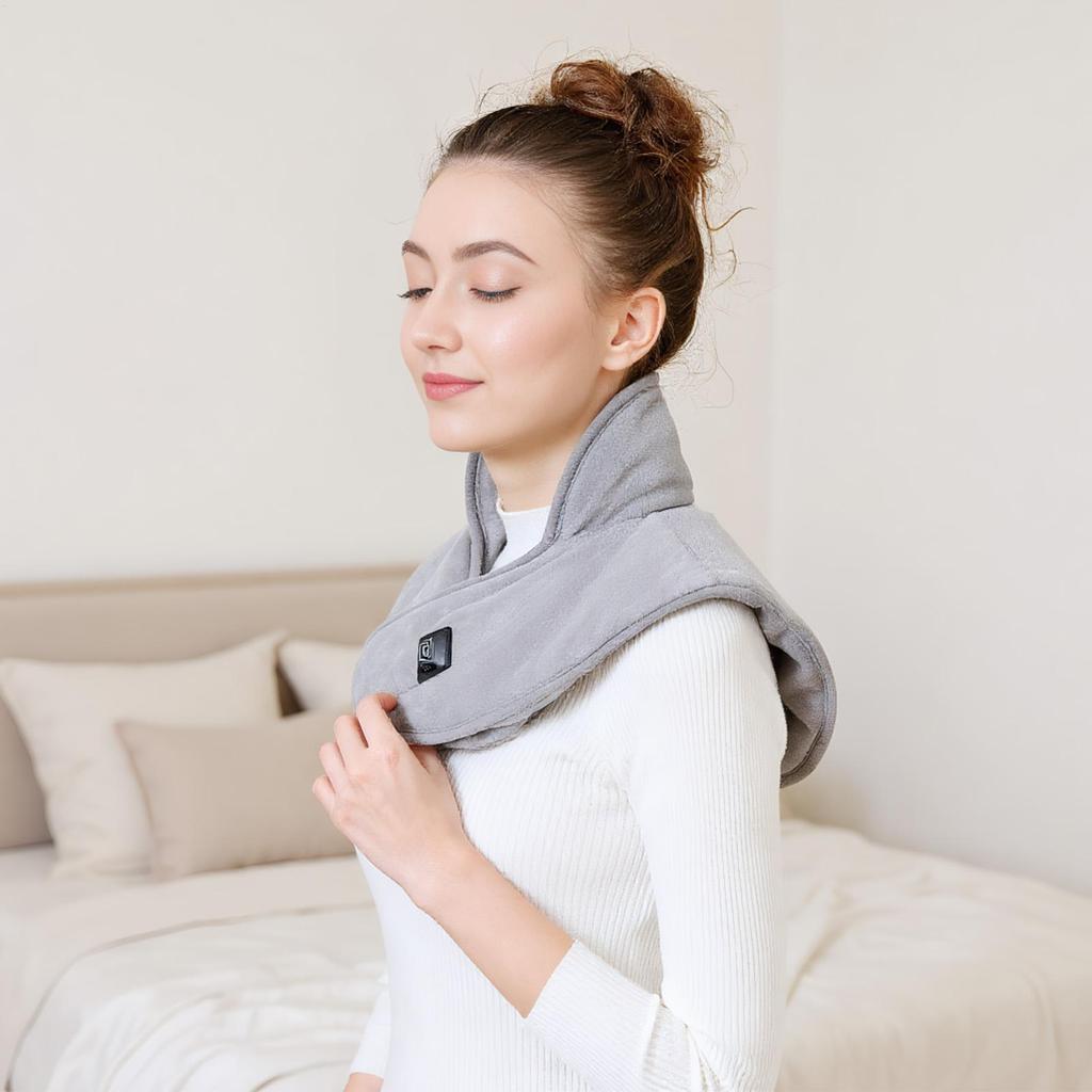 Coussin chauffant électrique pour épaules et cou 3 vitesses Compresse chaude Châle chauffant cervical pour épaules, cou, dos Relax Support