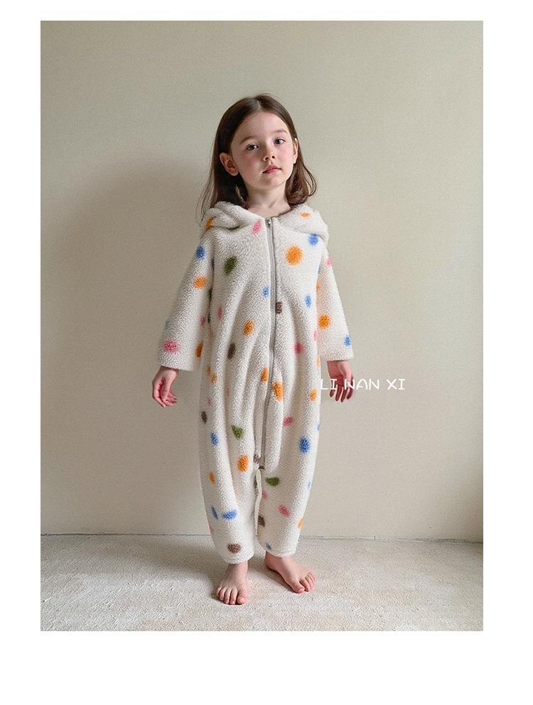 Super Cute Korean Style Baby Fleece Romper - Warm Hooded Autumn/Winter Crawling Suit