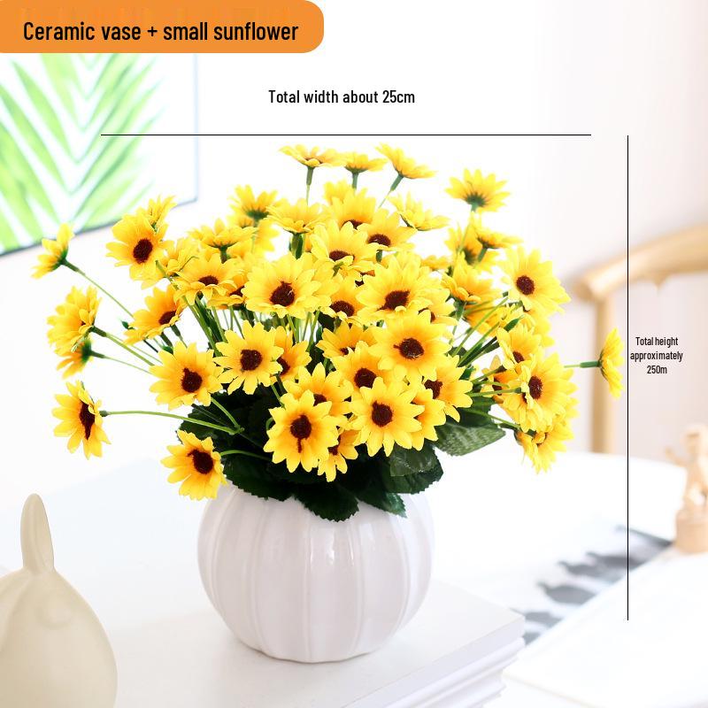 

Искусственная цветочная композиция «Подсолнух» для украшения дома - Шелковый букет в горшке для гостиной или обеденного стола