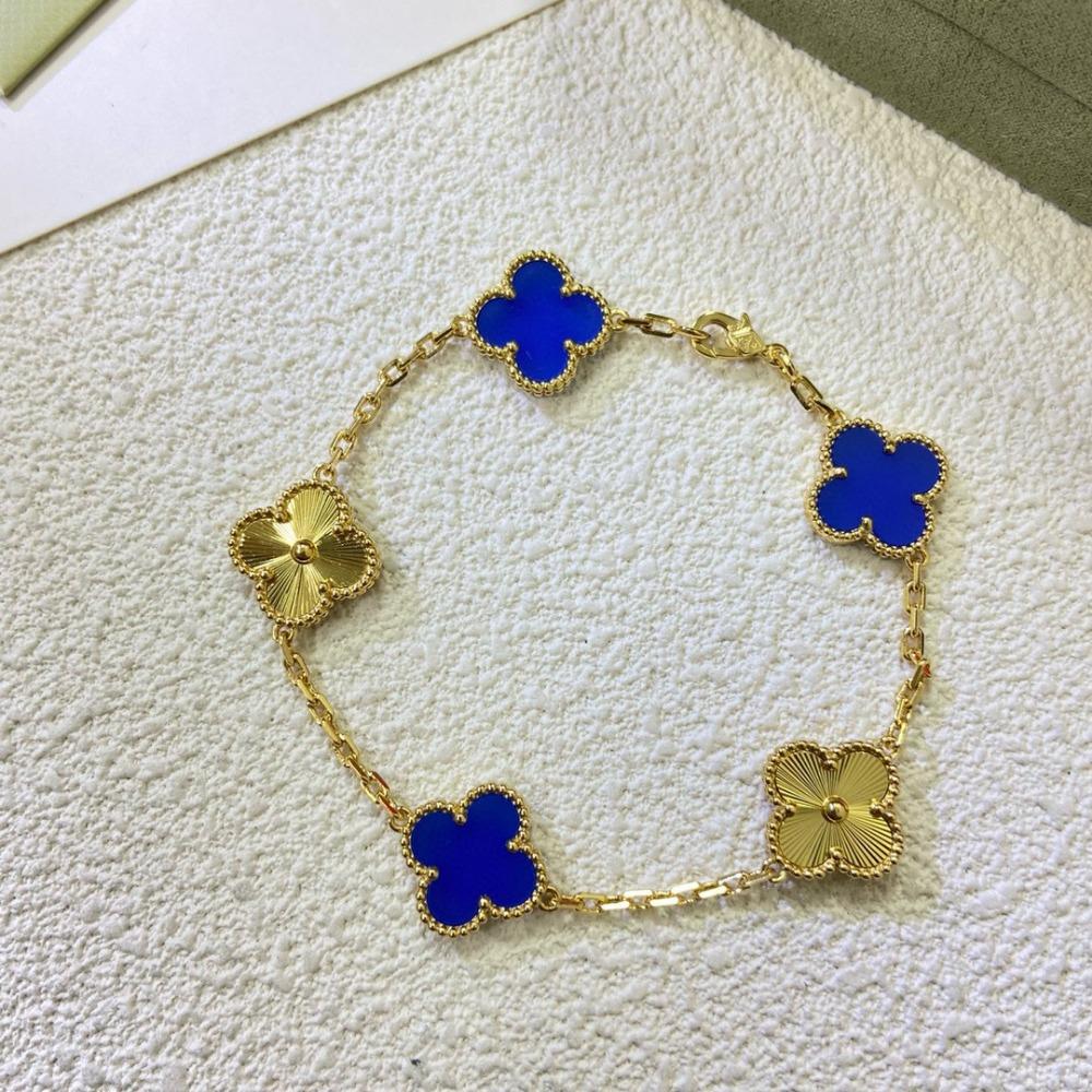 Hochwertiges Kleeblattarmband für Damen Fünf-Blüten-Armband mit natürlichem weißen Perlmutt und rotem Karneol