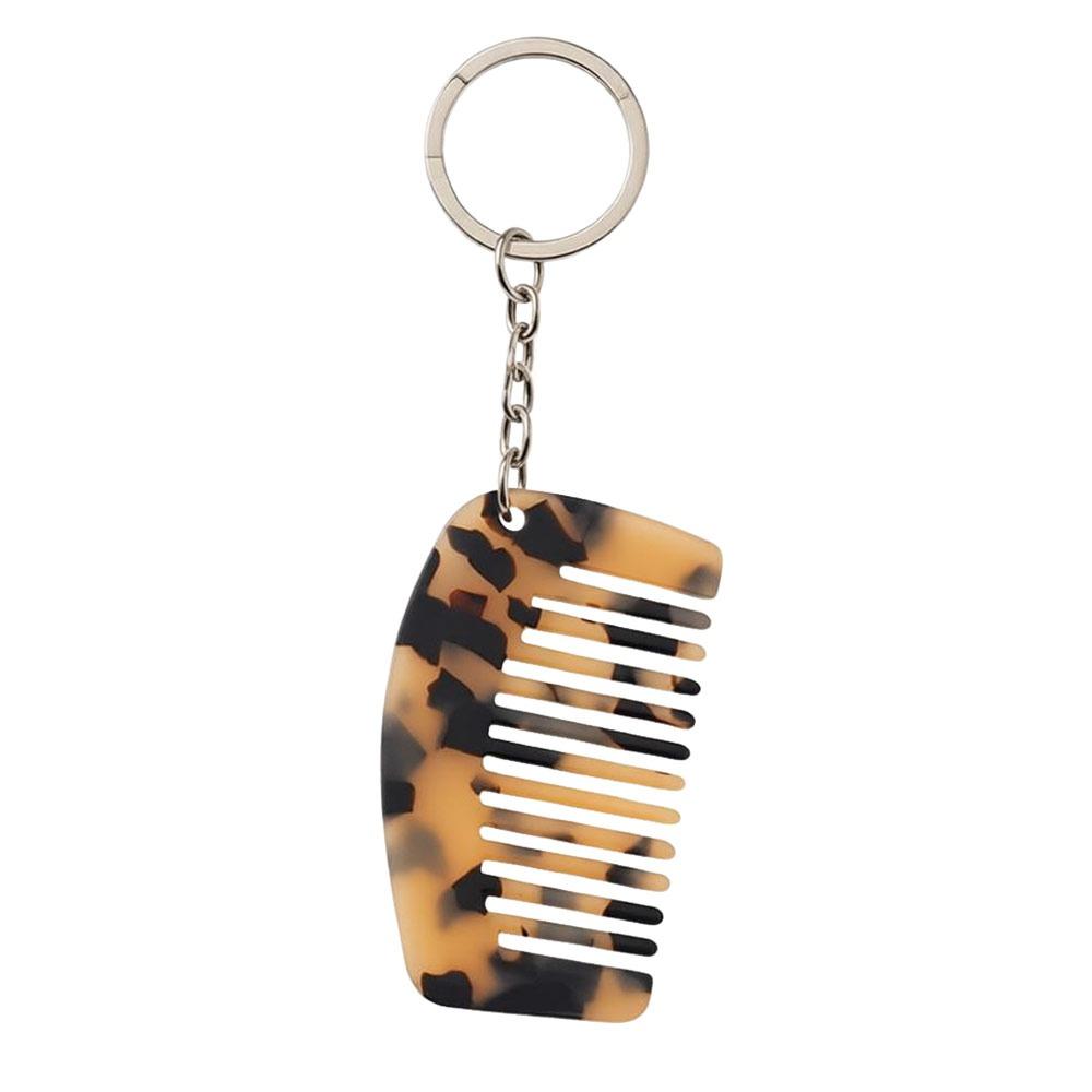 New Mini Comb Keychain Comb Colorful Resin Keyring Hanging Ornament Car Key Holder Bag Decoration