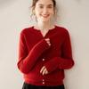 Women's Cable Knit Cashmere Cardigan: Round Neck, Long Sleeve, Buttoned, Versatile Autumn/Winter Sweater.