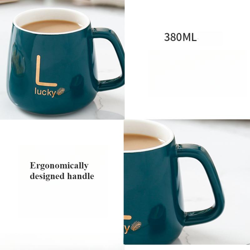 USB Aufladbarer Tassenwärmer Warme Suppentassen Kaffeetasse mit Deckel und Geschenkbox Aufbewahrungstaschen-Set Keramiktasse mit Edelstahllöffel Kaffeetassen