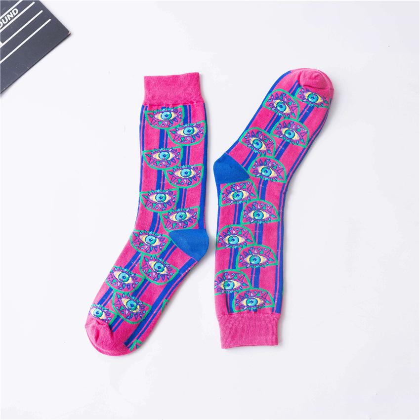 

Retro Color-Block Mid-Calf Socks: Trendy Unisex Cartoon Shell Design, Bright and Stylish for Couples 35-42