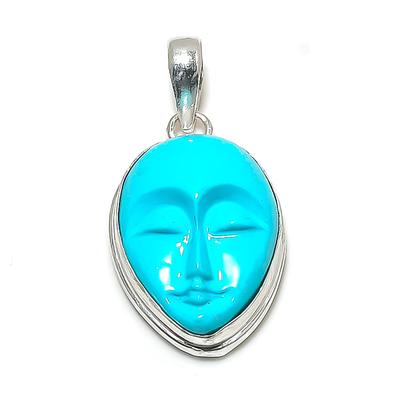 Natural Sleeping Turquoise Handmade 925 Sterling Silver Pendant 1.58" R7l46